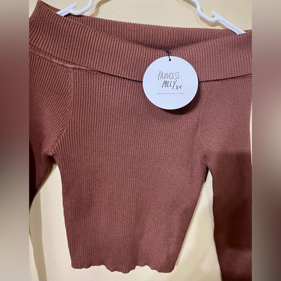 Princess Polly Brown Infinity Off The Shoulder Top NWT - Picture 4 of 12